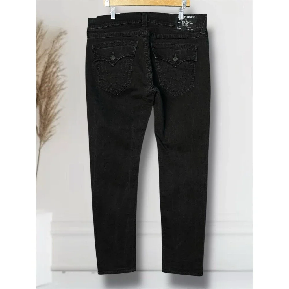 True Religion Rocco Flap Pockets Skinny Men’s W38 L34 Black Stretch Jeans